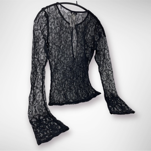 Mango Tops - 🛍️FINAL SALE🛍️ Mango Lace Sheer Long Sleeve Top